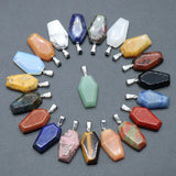 Lapis Lazuli Coffin Shape Fortune Pendant Reiki Healing Crystal Charms