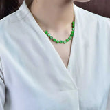 Natural Jadeite Jade Leaf Necklace 18 inch Easter Christmas Souvenir