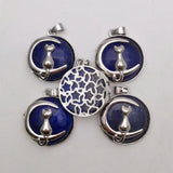 Lapis Lazuli Stone Cat Pendant for Jewelry Making 12pcs/lot