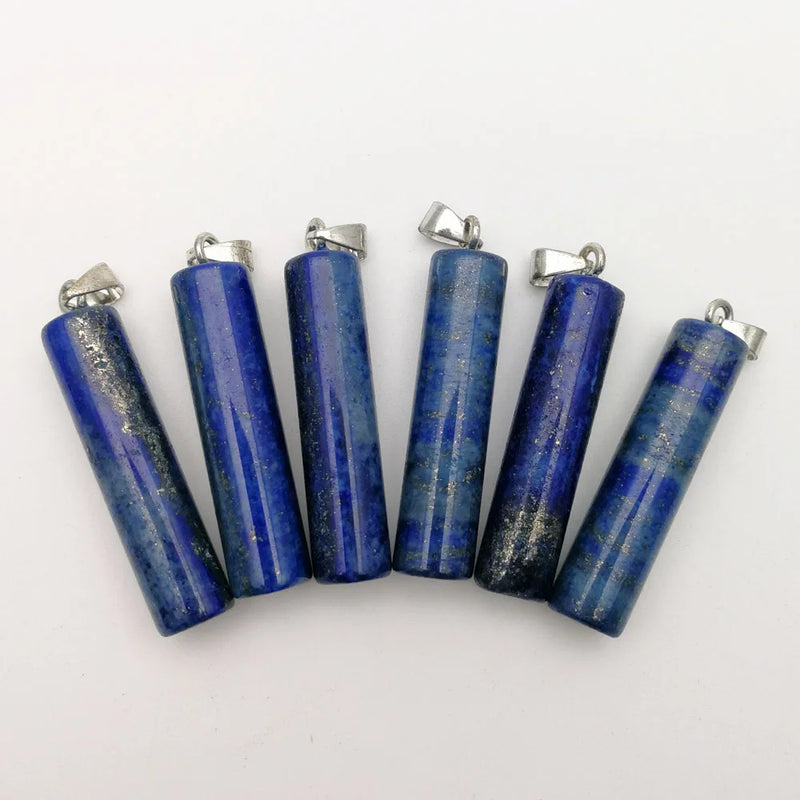 Lapis Lazuli Stone Column Pendant for Necklace Earring
