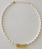 Natural Pearl Necklace with Letter Pendant