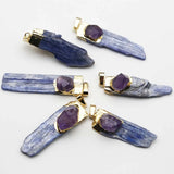 Kyanite Slice & Amethyst Pendant Necklace