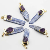Kyanite Slice & Amethyst Pendant Necklace