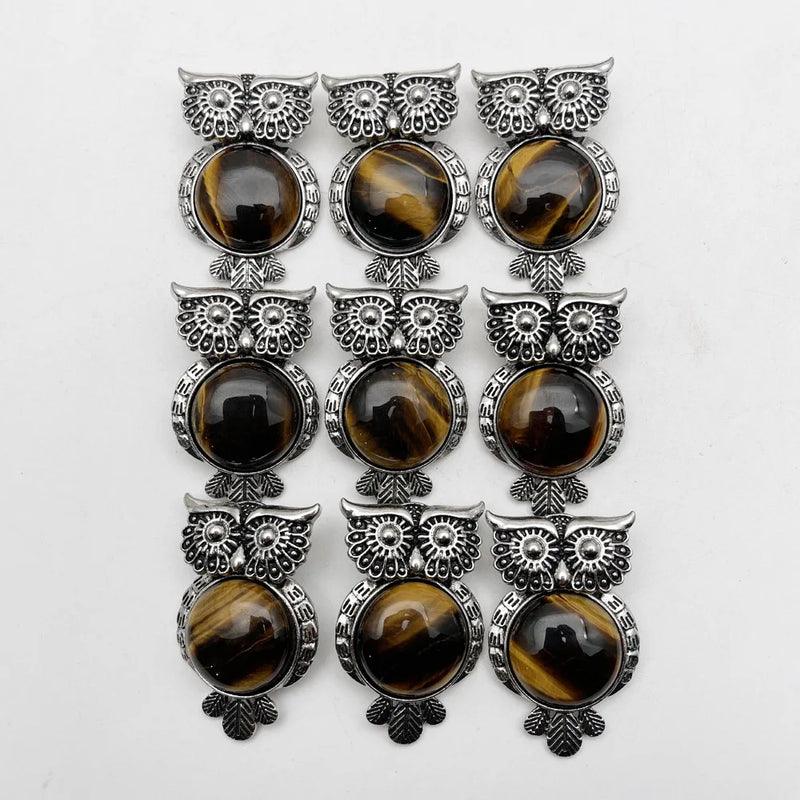 Retro Tigereye Owl pendant Necklace for jewelry making 12pcs/lot