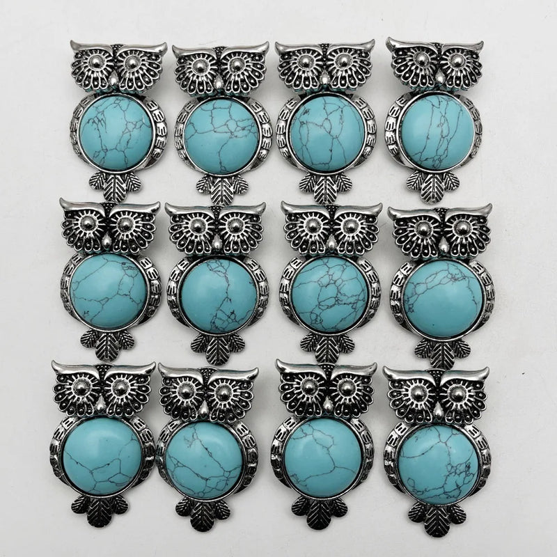 Turquoise Owl Pendant Necklace for Jewelry Making