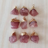 Strawberry Stone Irregular Healing Reiki Pendants 10pcs