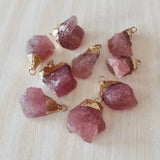 Strawberry Stone Irregular Healing Reiki Pendants 10pcs