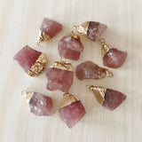 Strawberry Stone Irregular Healing Reiki Pendants 10pcs