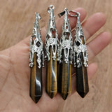 Tiger Eye Stone Hexagonal Section Cone Pendants Lot
