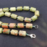 Natural Unakite Stone Cylinder Beads Necklace 10x14mm