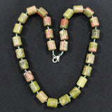 Natural Unakite Stone Cylinder Beads Necklace 10x14mm