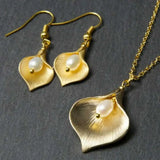 18K Natural Baroque Pendant Earring Set Tibetan Quartz