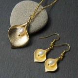 18K Natural Baroque Pendant Earring Set Tibetan Quartz