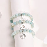 Nature Stone Woman Bracelets,Tree of Life Flower Yoga Stainless Steel