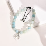 Nature Stone Woman Bracelets,Tree of Life Flower Yoga Stainless Steel