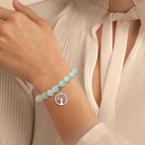 Nature Stone Woman Bracelets,Tree of Life Flower Yoga Stainless Steel