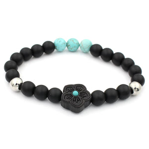 Wooden Flower Charm Beads 8mm Natural Stones Bead Bracelet