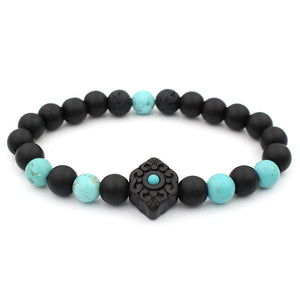 Wooden Flower Charm Beads 8mm Natural Stones Bead Bracelet