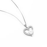 Heart Necklace for Women Cubic Zirconia Pearl Wedding Pendant
