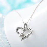 Heart Necklace for Women Cubic Zirconia Pearl Wedding Pendant