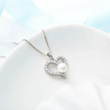 Heart Necklace for Women Cubic Zirconia Pearl Wedding Pendant