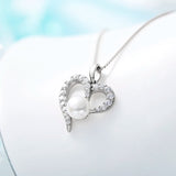 Heart Necklace for Women Cubic Zirconia Pearl Wedding Pendant