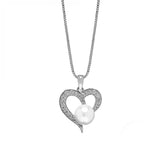 Heart Necklace for Women Cubic Zirconia Pearl Wedding Pendant