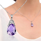 925 Silver Amethyst Pendant Necklace for Women Wedding Party Gift