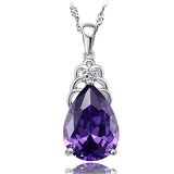 925 Silver Amethyst Pendant Necklace for Women Wedding Party Gift