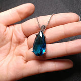 925 Silver Water Drop Zircon Pendant Necklace for Women