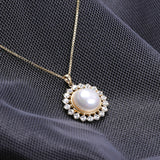 925 Silver Necklace with Pearl Zircon Pendant