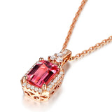 925 Silver Ruby Zircon Geometric Pendant Necklace for Women