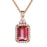 925 Silver Ruby Zircon Geometric Pendant Necklace for Women