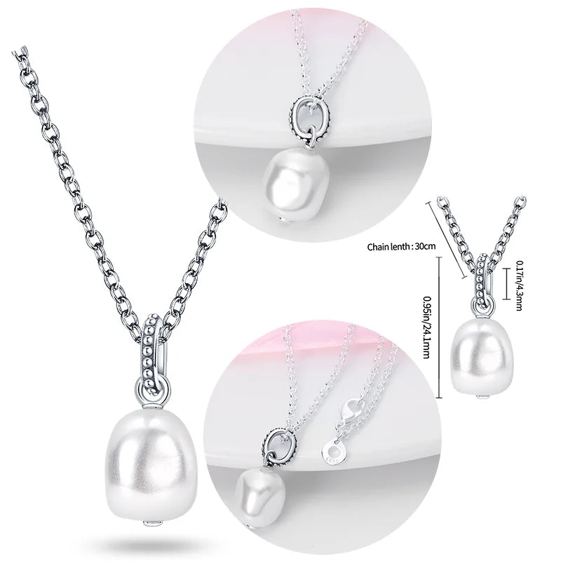 925 Sterling Silver Necklace O Shape Pendant Charm Beads DIY High Jewelry