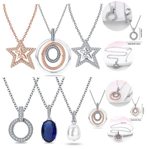 925 Silver O Shape Multicolor Pendant Charm Necklace