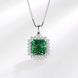 925 Silver Necklace with Emerald Zircon Pendant for Women