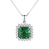 925 Silver Necklace with Emerald Zircon Pendant for Women