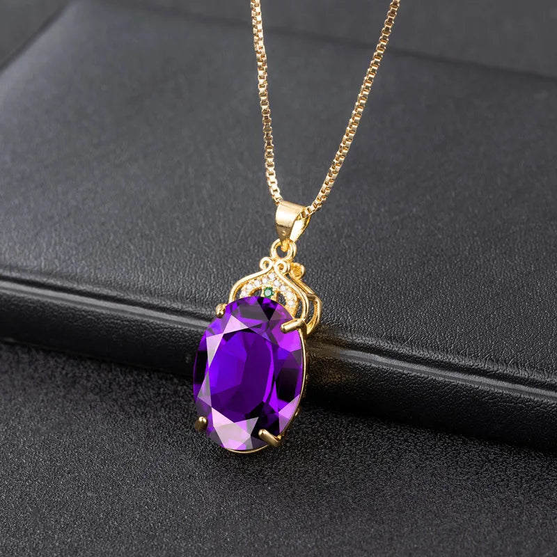 Zircon Gemstone Necklace 925 Silver Wedding Jewelry