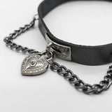 Peach Heart PU Leather Clavicle Chain Necklace Retro Punk Hip Hop Jewelry