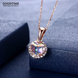 925 Sterling Silver Crystal Pendant Zircon Chain Necklace Women Girls Present
