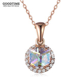 925 Sterling Silver Crystal Pendant Zircon Chain Necklace Women Girls Present