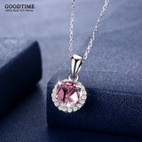 925 Sterling Silver Crystal Pendant Zircon Chain Necklace Women Girls Present