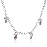 Cubic Zirconia Rabbit Charm Necklace Rock Style Jewelry