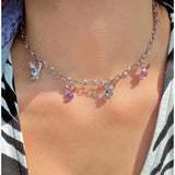 Cubic Zirconia Rabbit Charm Necklace Rock Style Jewelry