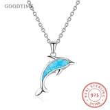 Opal Dolphin Pendant Necklace 925 Sterling Silver Jewelry Christmas Gift