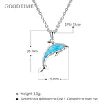 Opal Dolphin Pendant Necklace 925 Sterling Silver Jewelry Christmas Gift