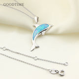 Opal Dolphin Pendant Necklace 925 Sterling Silver Jewelry Christmas Gift