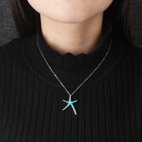 Opal Starfish Pendant Necklace 925 Sterling Silver Fine Jewelry
