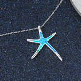 Opal Starfish Pendant Necklace 925 Sterling Silver Fine Jewelry