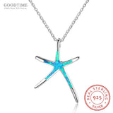 Opal Starfish Pendant Necklace 925 Sterling Silver Fine Jewelry